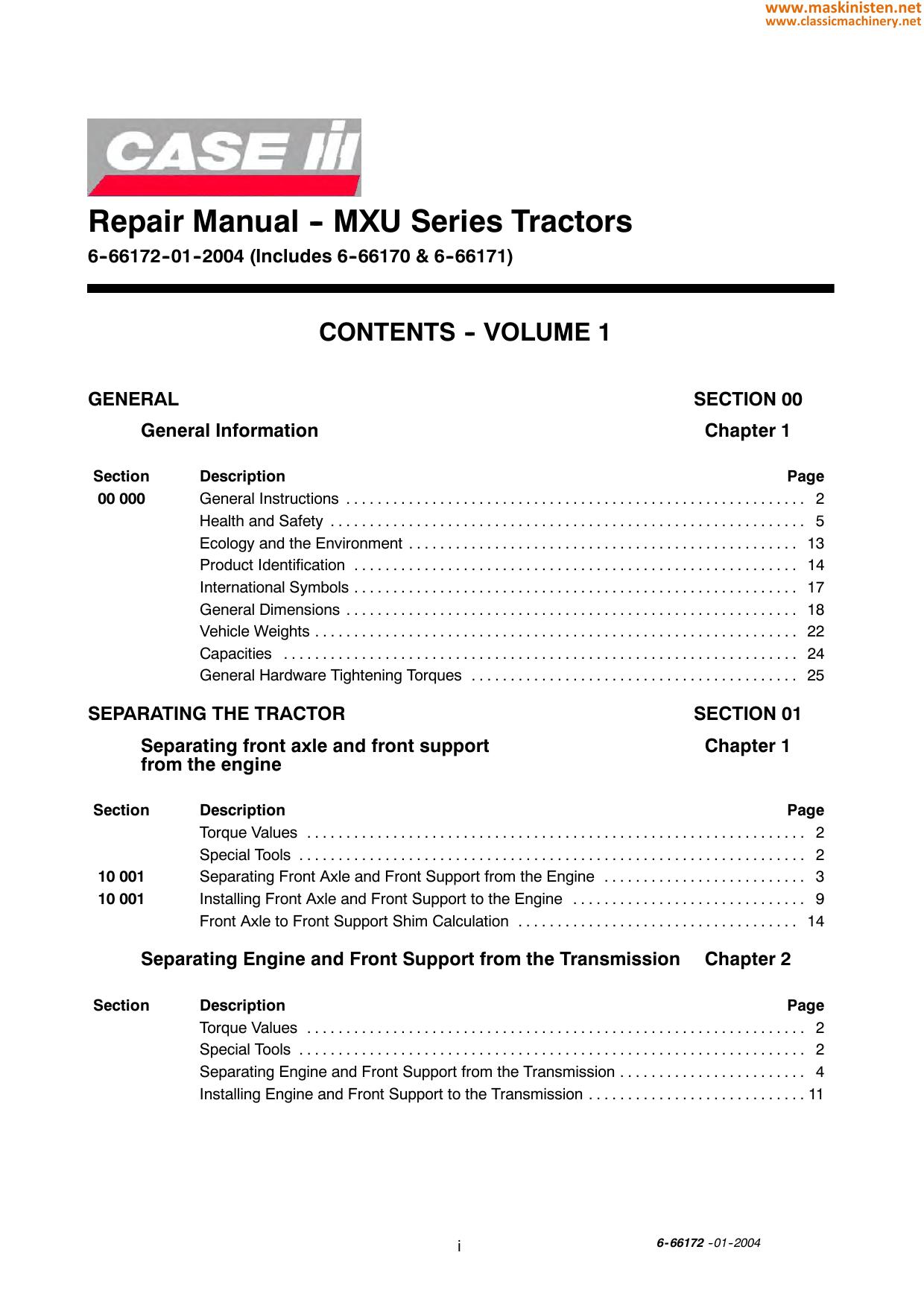 case-ih mxu100-110-125-135-115  service manual  sec wat